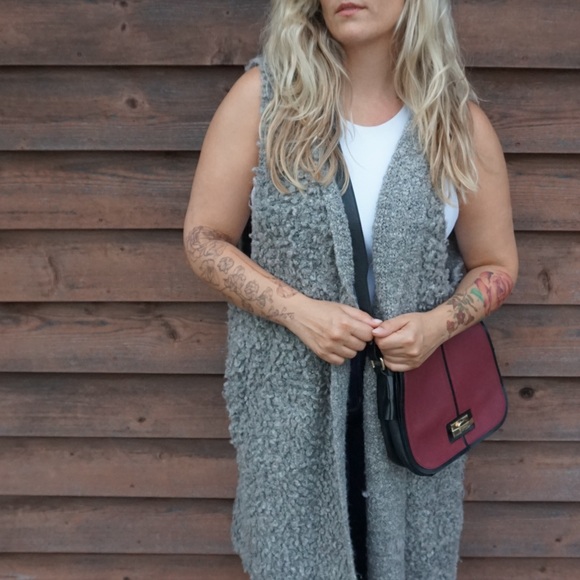 CLICHE Couture Knit Sweater Vest - Grey Knee Length and Hooded - Picture 4 of 6